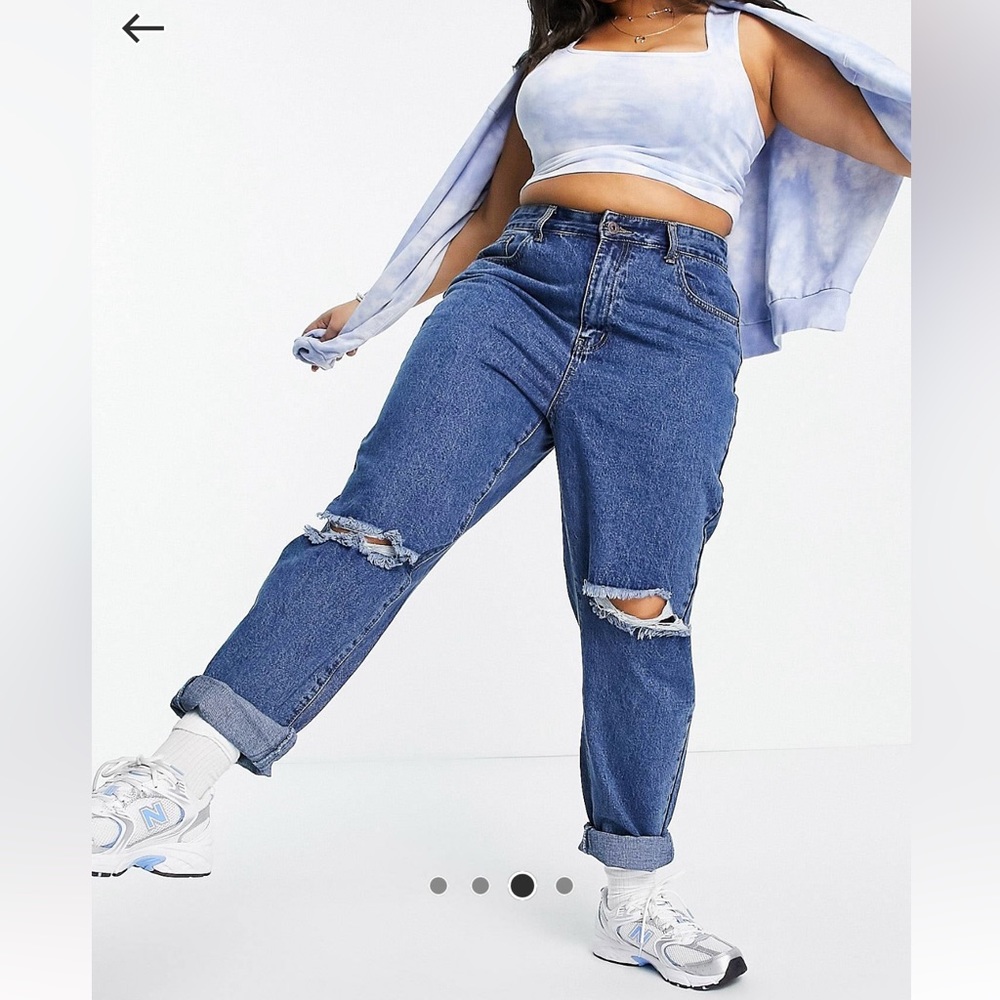Plus Distressed Mom Jeans Cuffed Distressed Size UK 18